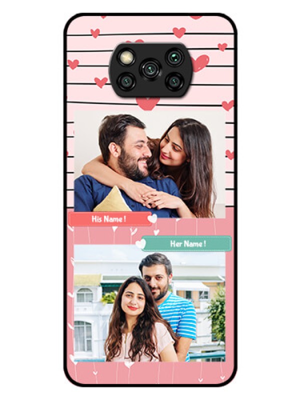Custom Poco X3 Custom Glass Mobile Case  - Photo with Heart Design
