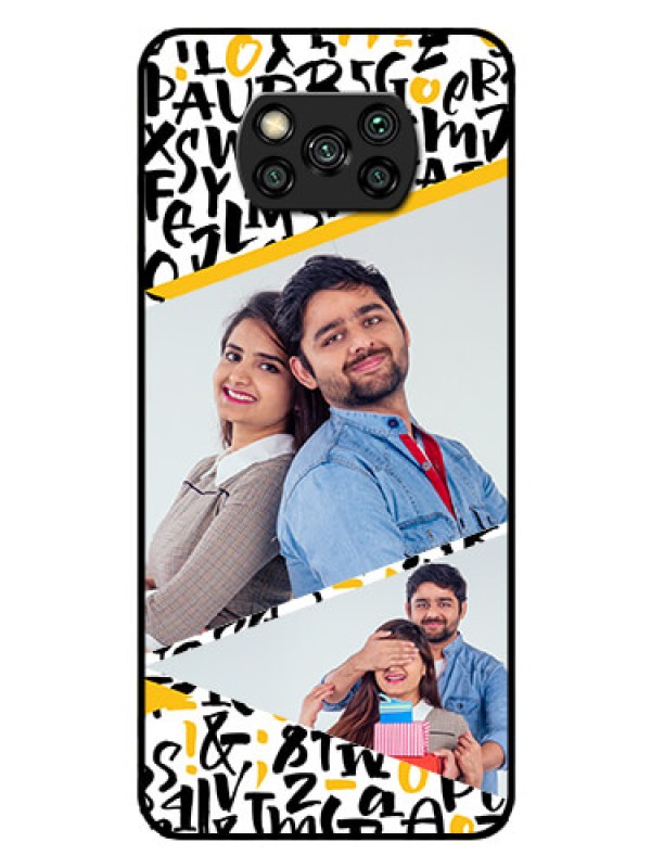 Custom Poco X3 Custom Glass Mobile Case  - Letters Pattern Design