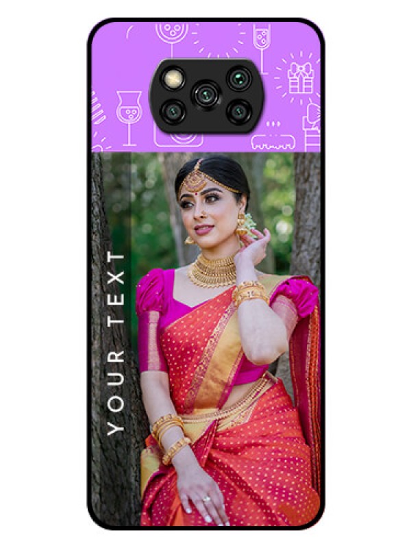 Custom Poco X3 Custom Glass Mobile Case  - Birthday Icons Design