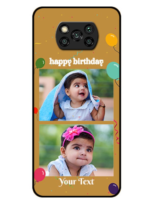 Custom Poco X3 Personalized Glass Phone Case  - Image Holder with Birthday Celebrations Design