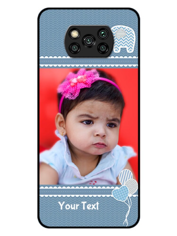 Custom Poco X3 Photo Printing on Glass Case  - with Kids Pattern Design