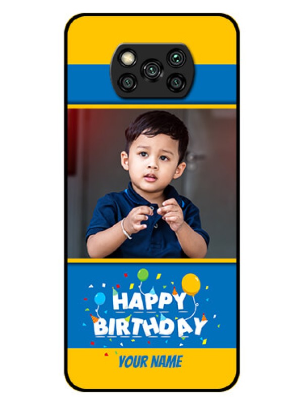 Custom Poco X3 Custom Glass Mobile Case  - Birthday Wishes Design