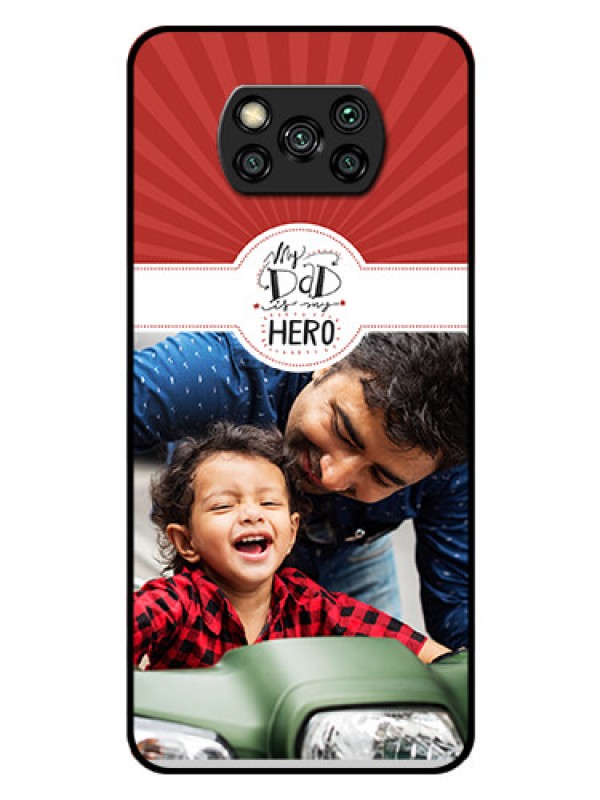 Custom Poco X3 Photo Printing on Glass Case  - My Dad Hero Design