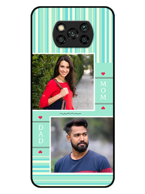 Custom Poco X3 Custom Glass Phone Case  - Mom & Dad Pic Design