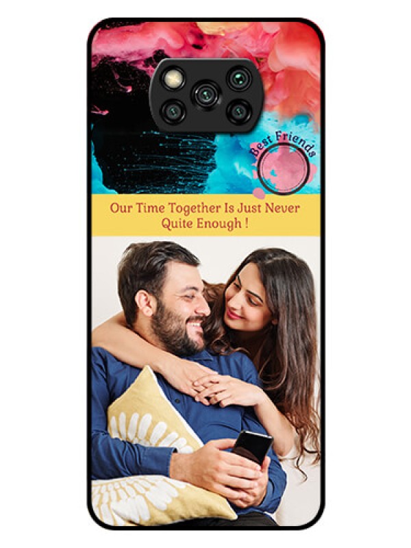 Custom Poco X3 Custom Glass Mobile Case  - Quote with Acrylic Painting Design
