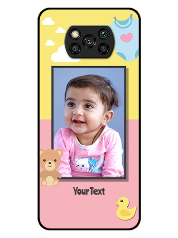 Custom Poco X3 Photo Printing on Glass Case  - Kids 2 Color Design