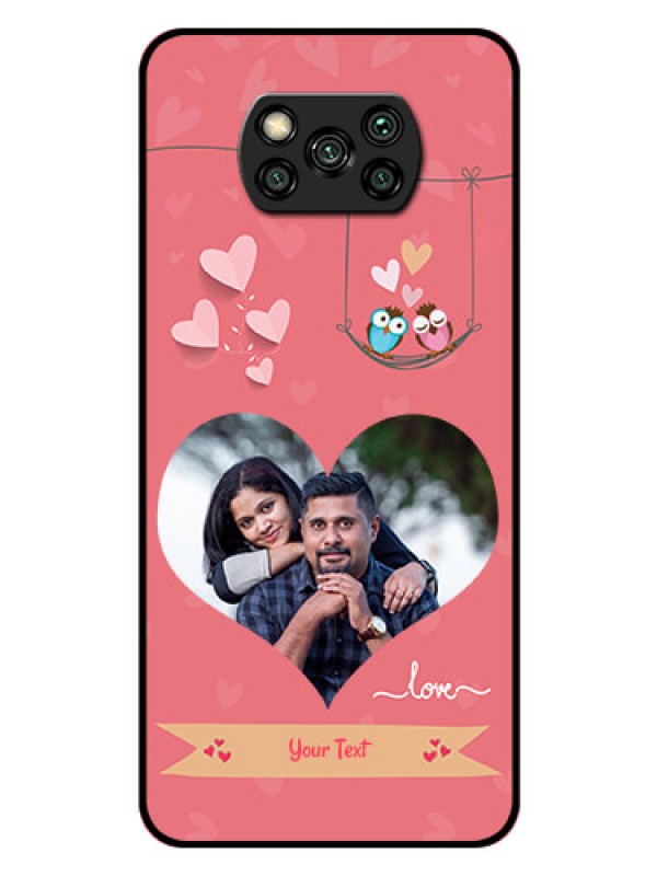 Custom Poco X3 Personalized Glass Phone Case  - Peach Color Love Design 