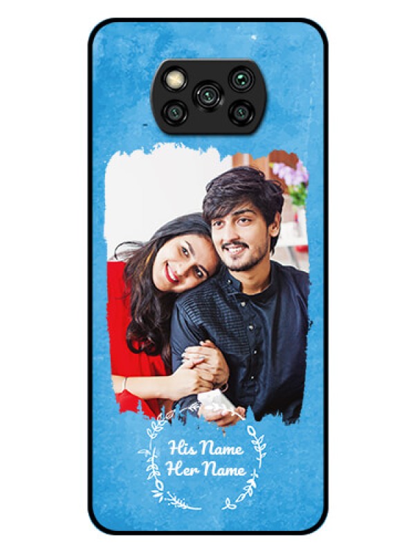 Custom Poco X3 Custom Glass Phone Case - Blue Color Vintage Design