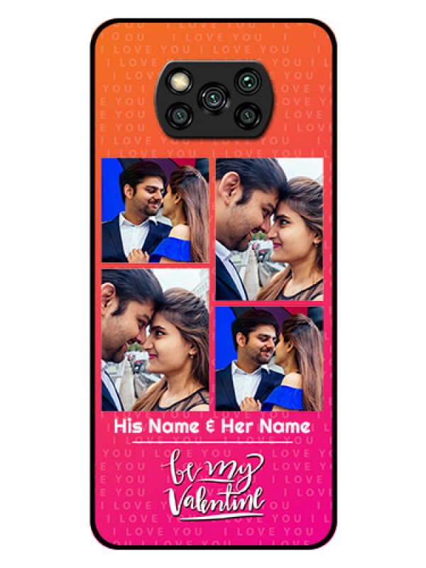 Custom Poco X3 Custom Glass Phone Case  - I Love You Pink Design