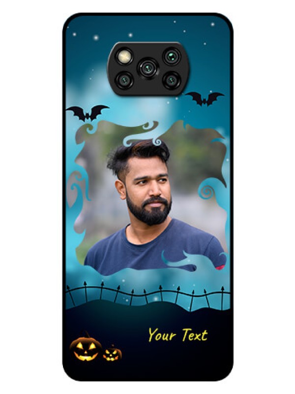 Custom Poco X3 Custom Glass Phone Case  - Halloween frame design