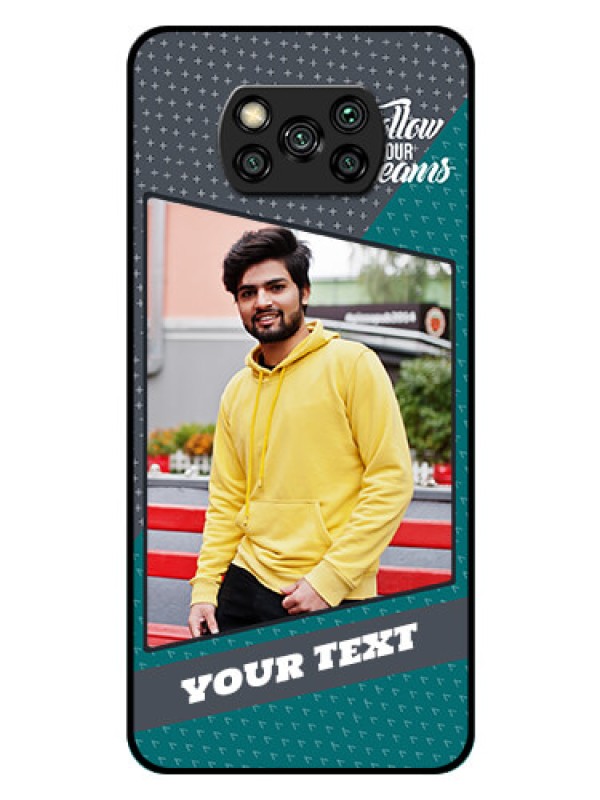 Custom Poco X3 Personalized Glass Phone Case  - Background Pattern Design with Quote