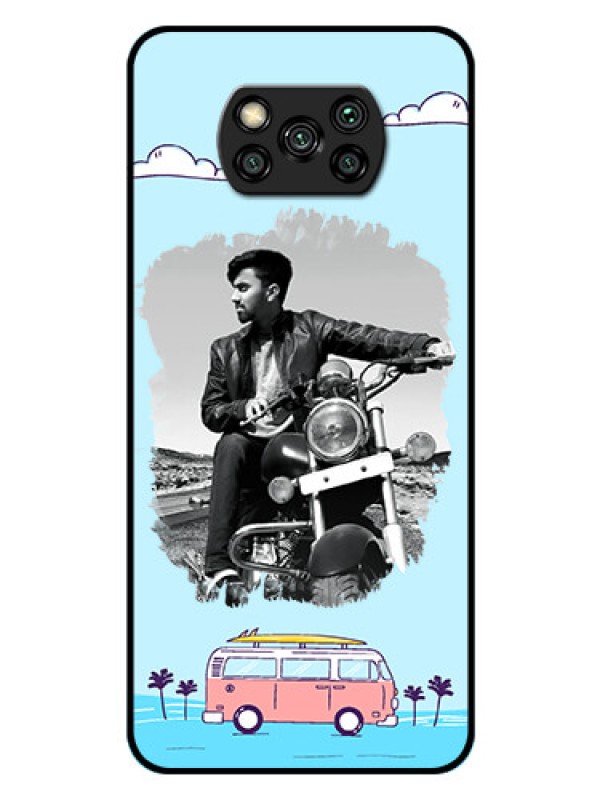 Custom Poco X3 Photo Printing on Glass Case  - Travel & Adventure Design