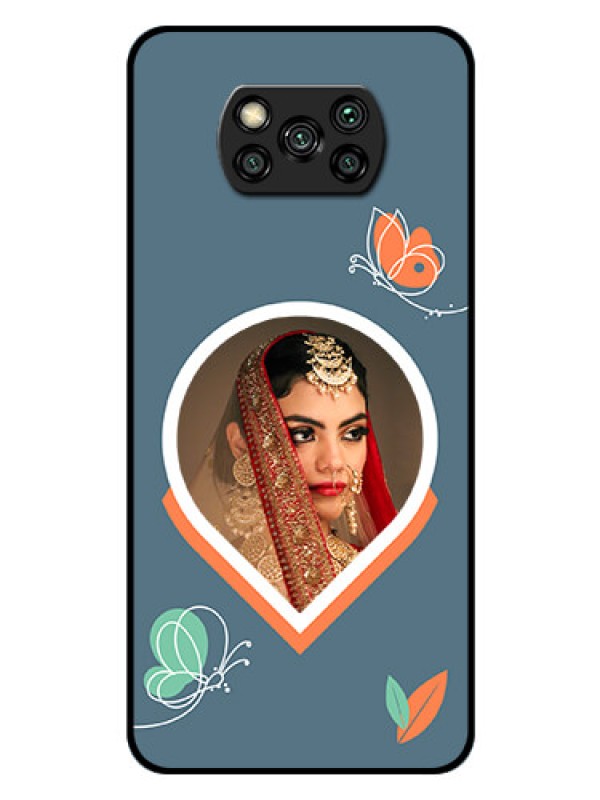 Custom Poco X3 Custom Glass Mobile Case - Droplet Butterflies Design