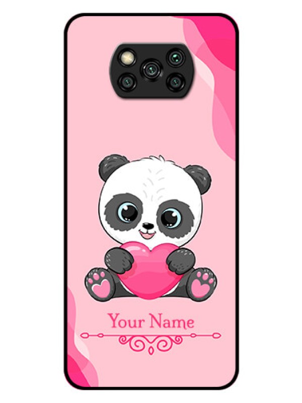 Custom Poco X3 Custom Glass Mobile Case - Cute Panda Design