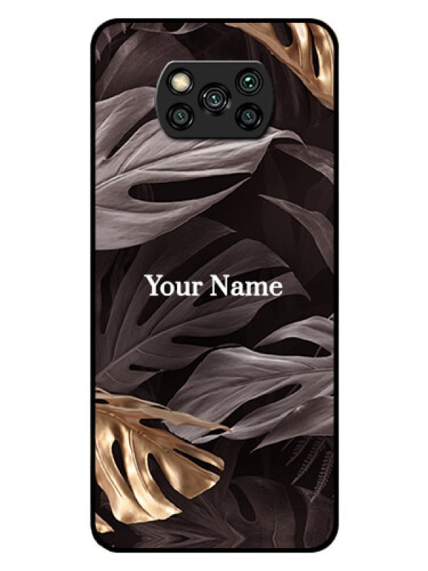 Custom Poco X3 Personalised Glass Phone Case - Wild Leaves digital paint Design