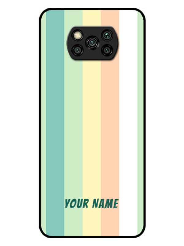 Custom Poco X3 Photo Printing on Glass Case - Multi-colour Stripes Design