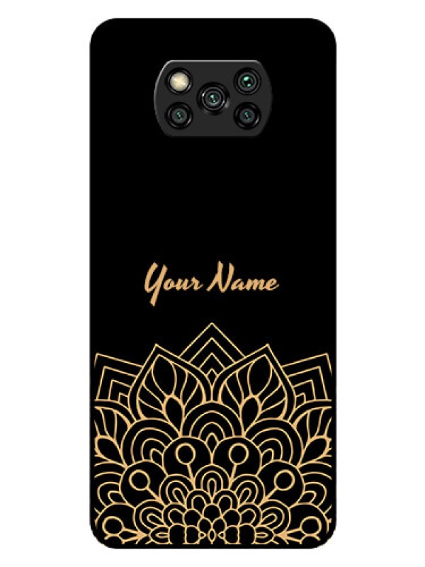 Custom Poco X3 Custom Glass Phone Case - Golden mandala Design