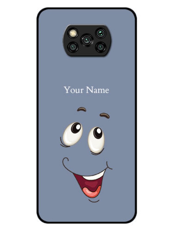 Custom Poco X3 Photo Printing on Glass Case - Laughing Cartoon Face Design