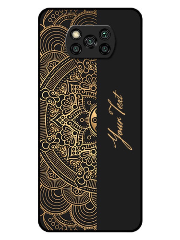 Custom Poco X3 Photo Printing on Glass Case - Mandala art with custom text Design