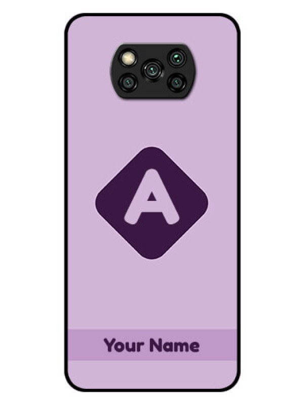 Custom Poco X3 Custom Glass Mobile Case - Custom Letter in curved badge Design
