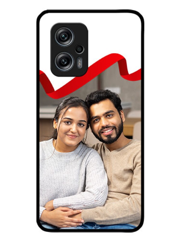 Custom Poco X4 Gt 5G Photo Printing on Glass Case - Red Ribbon Frame Design