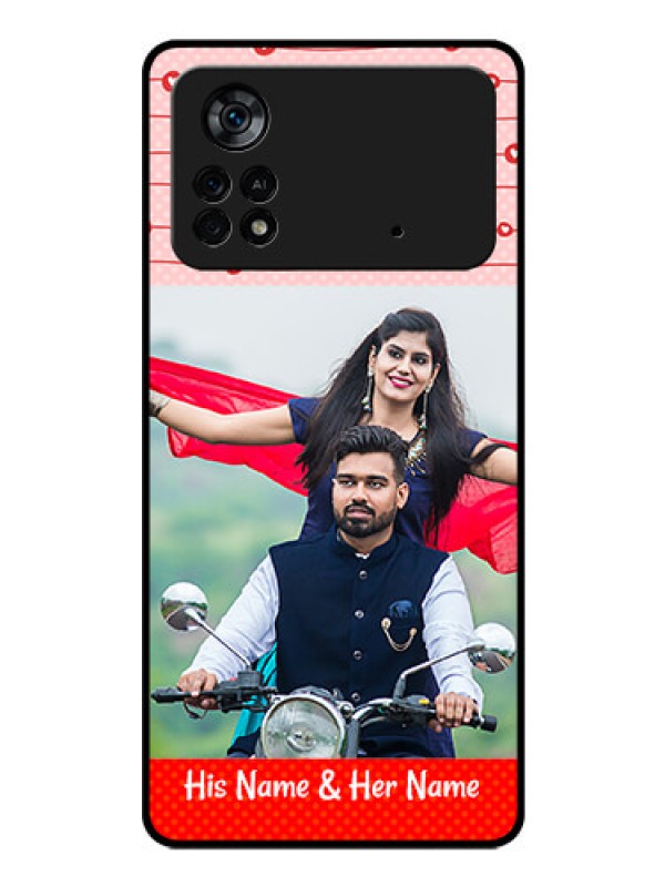 Custom Poco X4 Pro 5G Personalized Glass Phone Case - Red Pattern Case Design