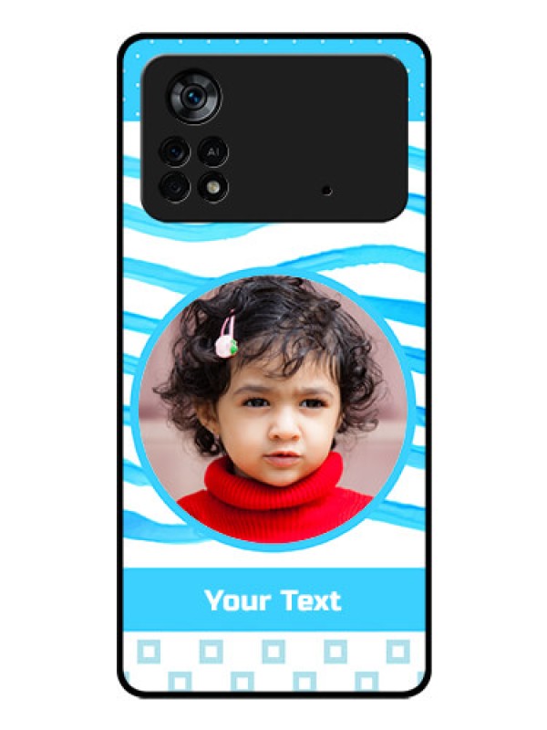 Custom Poco X4 Pro 5G Custom Glass Phone Case - Simple Blue Case Design