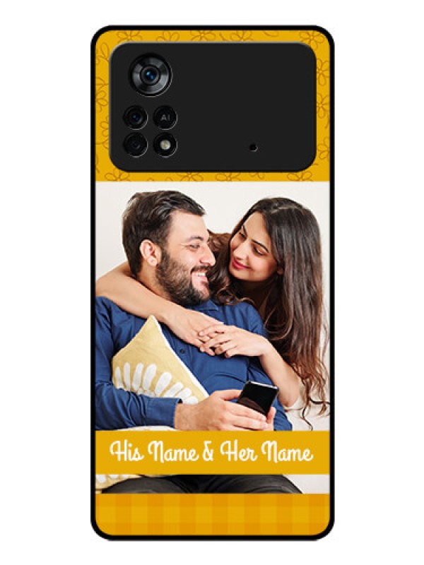 Custom Poco X4 Pro 5G Custom Glass Mobile Case - Yellow Floral Design