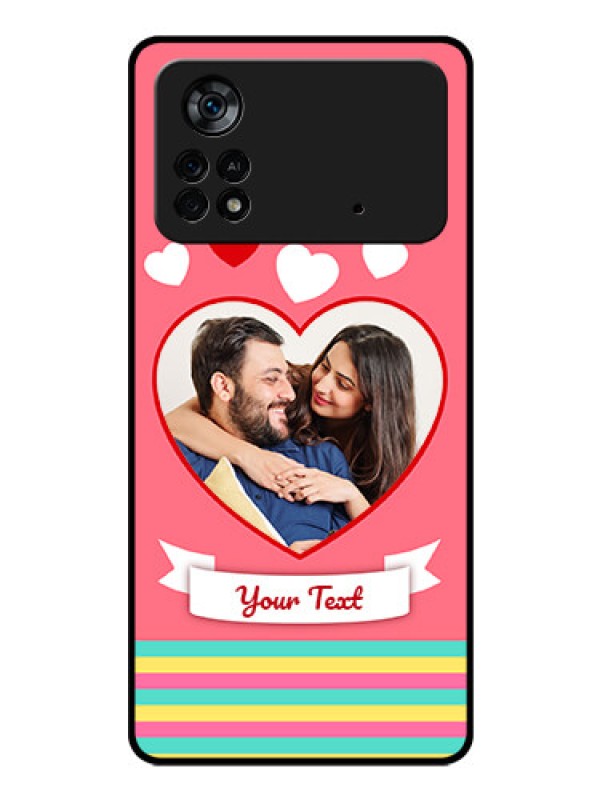 Custom Poco X4 Pro 5G Photo Printing on Glass Case - Love Doodle Design