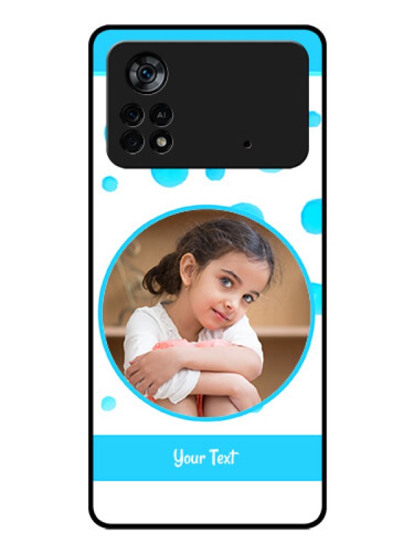 Custom Poco X4 Pro 5G Photo Printing on Glass Case - Blue Bubbles Pattern Design