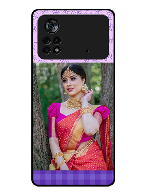 Custom Poco X4 Pro 5G Custom Glass Phone Case - Purple Floral Design
