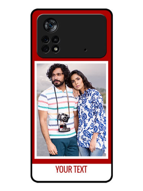 Custom Poco X4 Pro 5G Personalized Glass Phone Case - Simple Red Color Design