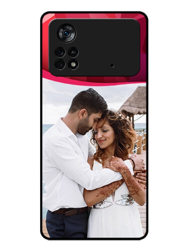 Custom Poco X4 Pro 5G Custom Glass Mobile Case - Red Abstract Design