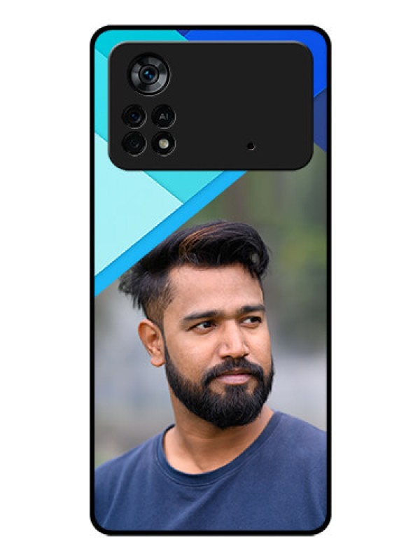 Custom Poco X4 Pro 5G Custom Glass Phone Case - Blue Pattern Design