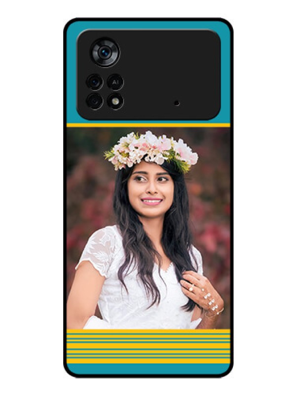 Custom Poco X4 Pro 5G Custom Glass Phone Case - Yellow & Blue Design