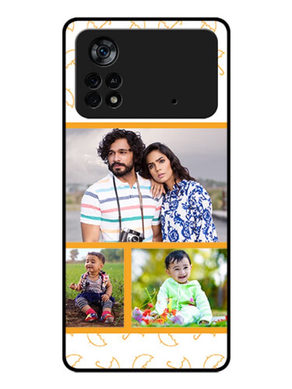 Custom Poco X4 Pro 5G Custom Glass Mobile Case - Yellow Pattern Design
