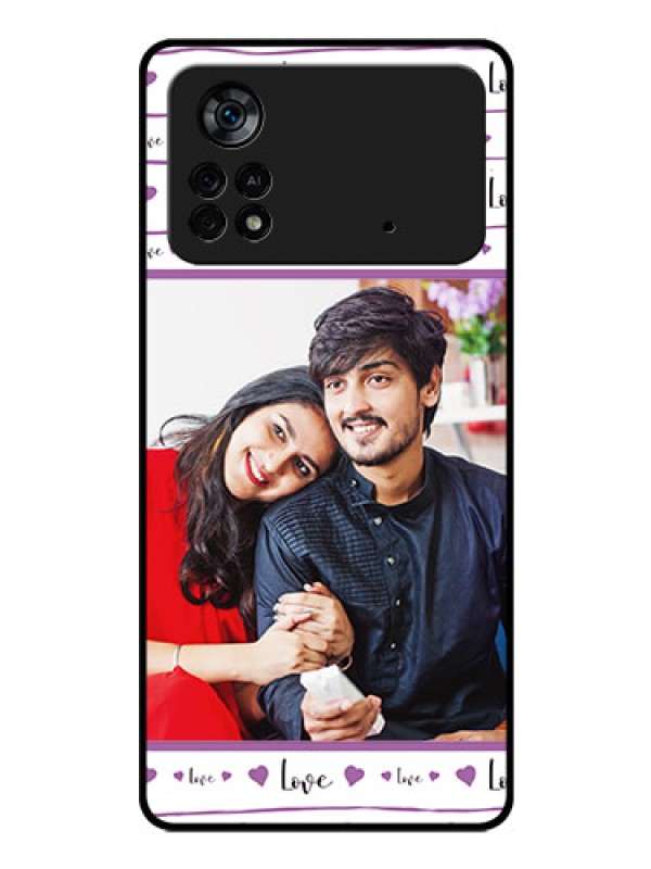 Custom Poco X4 Pro 5G Custom Glass Mobile Case - Couples Heart Design