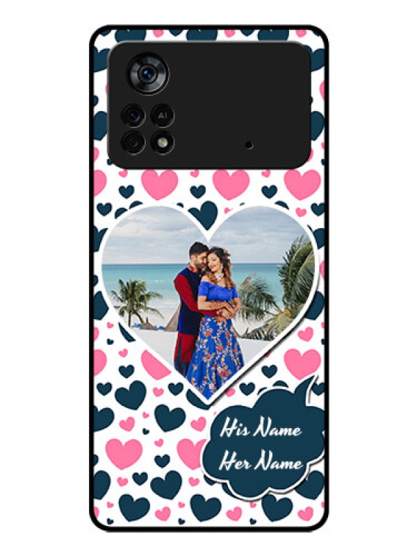 Custom Poco X4 Pro 5G Custom Glass Phone Case - Pink & Blue Heart Design