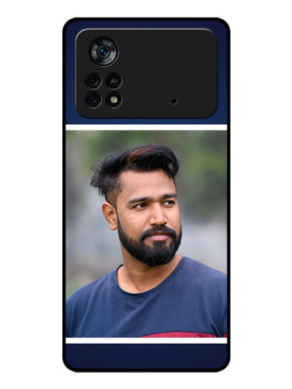Custom Poco X4 Pro 5G Personalized Glass Phone Case - Simple Royal Blue Design