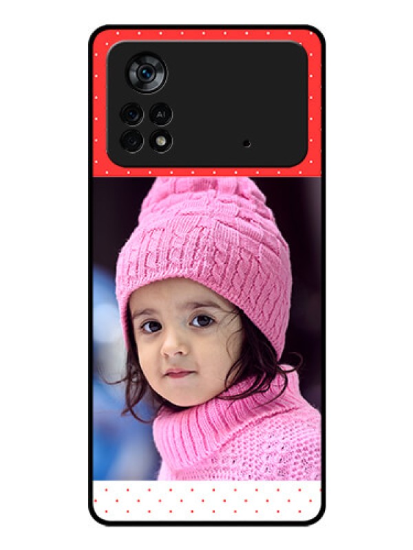 Custom Poco X4 Pro 5G Photo Printing on Glass Case - Red Pattern Design