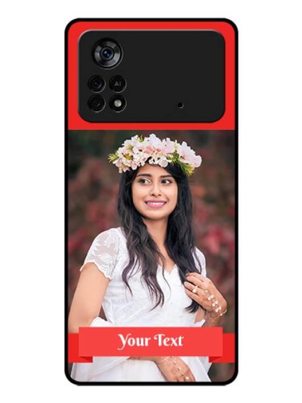 Custom Poco X4 Pro 5G Custom Glass Phone Case - Simple Red Color Design