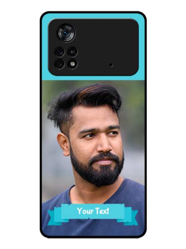 Custom Poco X4 Pro 5G Personalized Glass Phone Case - Simple Blue Color Design