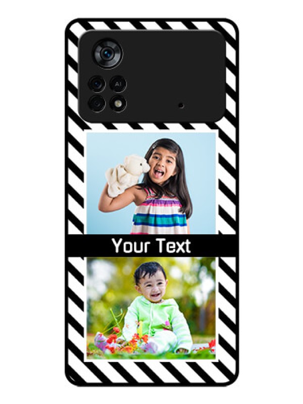 Custom Poco X4 Pro 5G Photo Printing on Glass Case - Black And White Stripes Design
