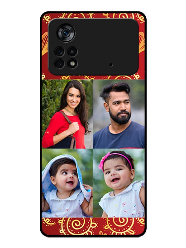 Custom Poco X4 Pro 5G Photo Printing on Glass Case - 4 Image Traditional Design