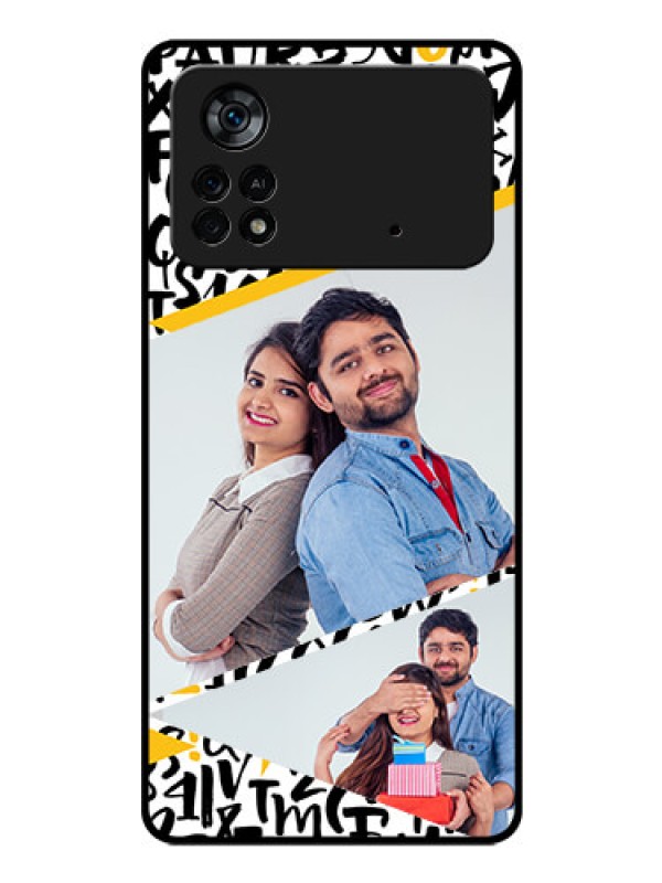 Custom Poco X4 Pro 5G Custom Glass Mobile Case - Letters Pattern Design