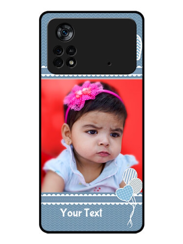 Custom Poco X4 Pro 5G Photo Printing on Glass Case - with Kids Pattern Design