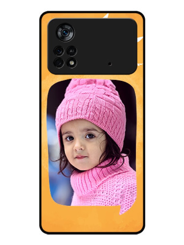 Custom Poco X4 Pro 5G Personalized Glass Phone Case - Water Color Design with Bird Icons