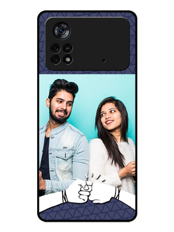 Custom Poco X4 Pro 5G Photo Printing on Glass Case - with Best Friends Design
