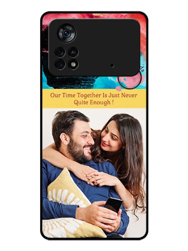 Custom Poco X4 Pro 5G Custom Glass Mobile Case - Quote with Acrylic Painting Design