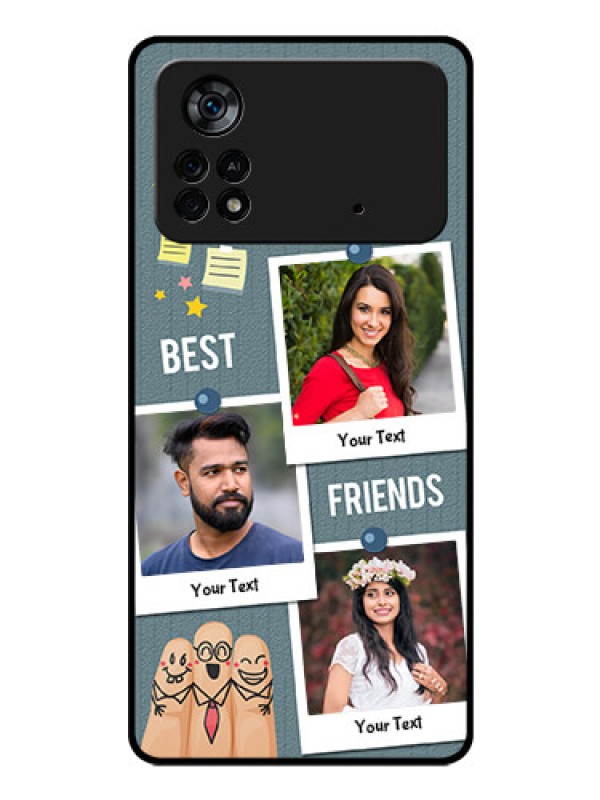 Custom Poco X4 Pro 5G Personalized Glass Phone Case - Sticky Frames and Friendship Design